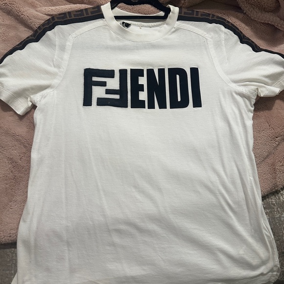 Fendi White and Black Logo Tee - Picture 1 of 4